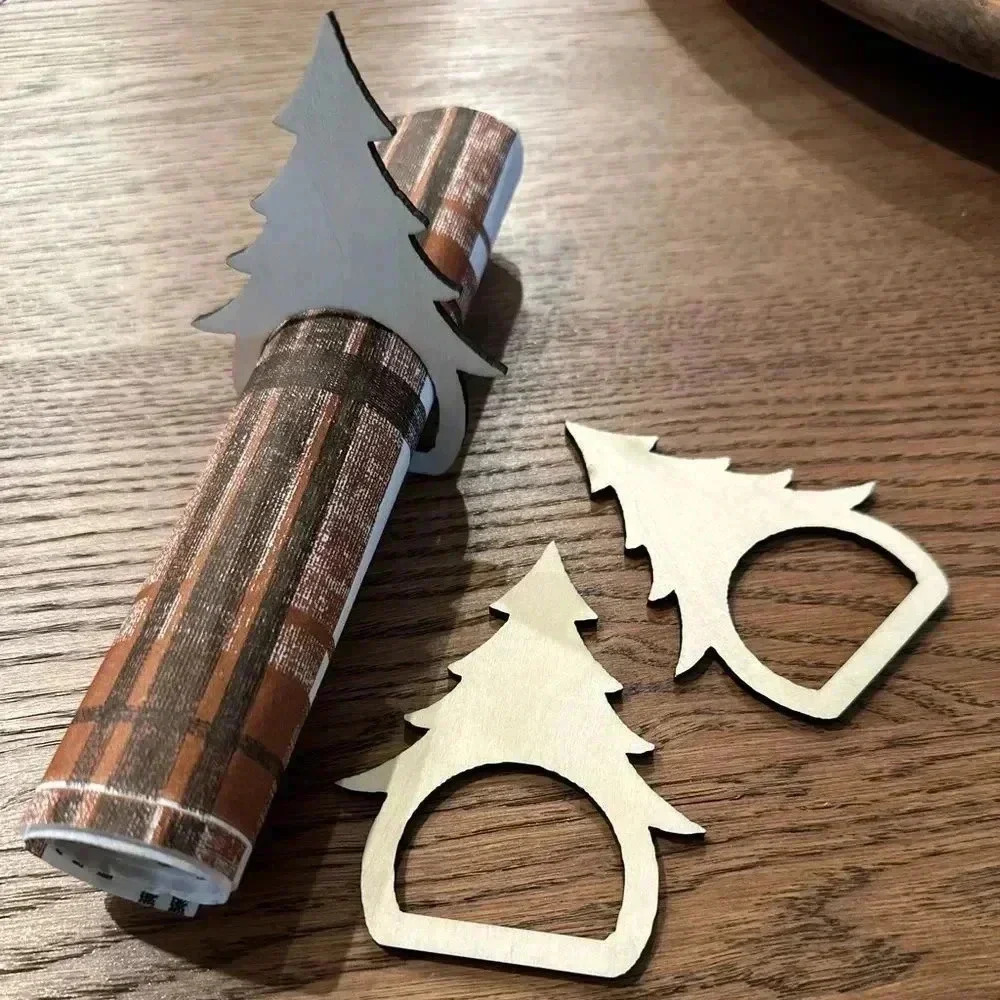 Wooden christmas tree napkin rings​